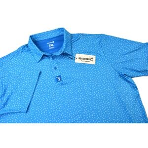 NWT Bogey Bros Mens 3XL Blue Sprinkle Print Golf Polo Performance Shirt SPF 45+